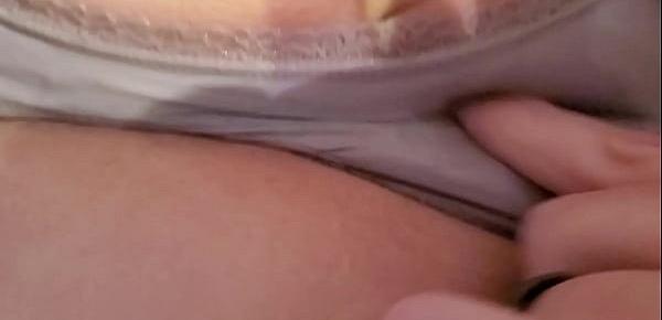  squirting through her panties from rubbing her pussy